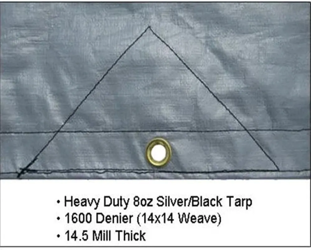 Mytee Products 28' x 48' Heavy Duty 8oz Hay Tarps Silver Black 14.5 mil Waterproof