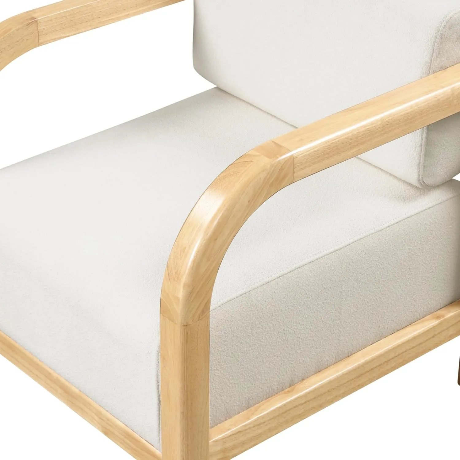 Nathan James Jayden Scandinavian Accent Chair, Linen Upholstered Bedroom Chair with Solid Wood Frame and Plush Cushioned Seat, Natural Brown