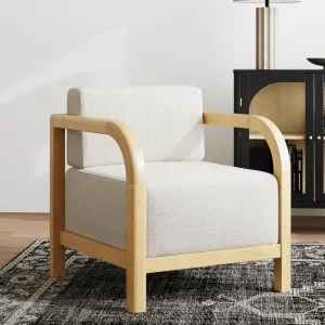 Nathan James Jayden Scandinavian Accent Chair, Linen Upholstered Bedroom Chair with Solid Wood Frame and Plush Cushioned Seat, Natural Brown
