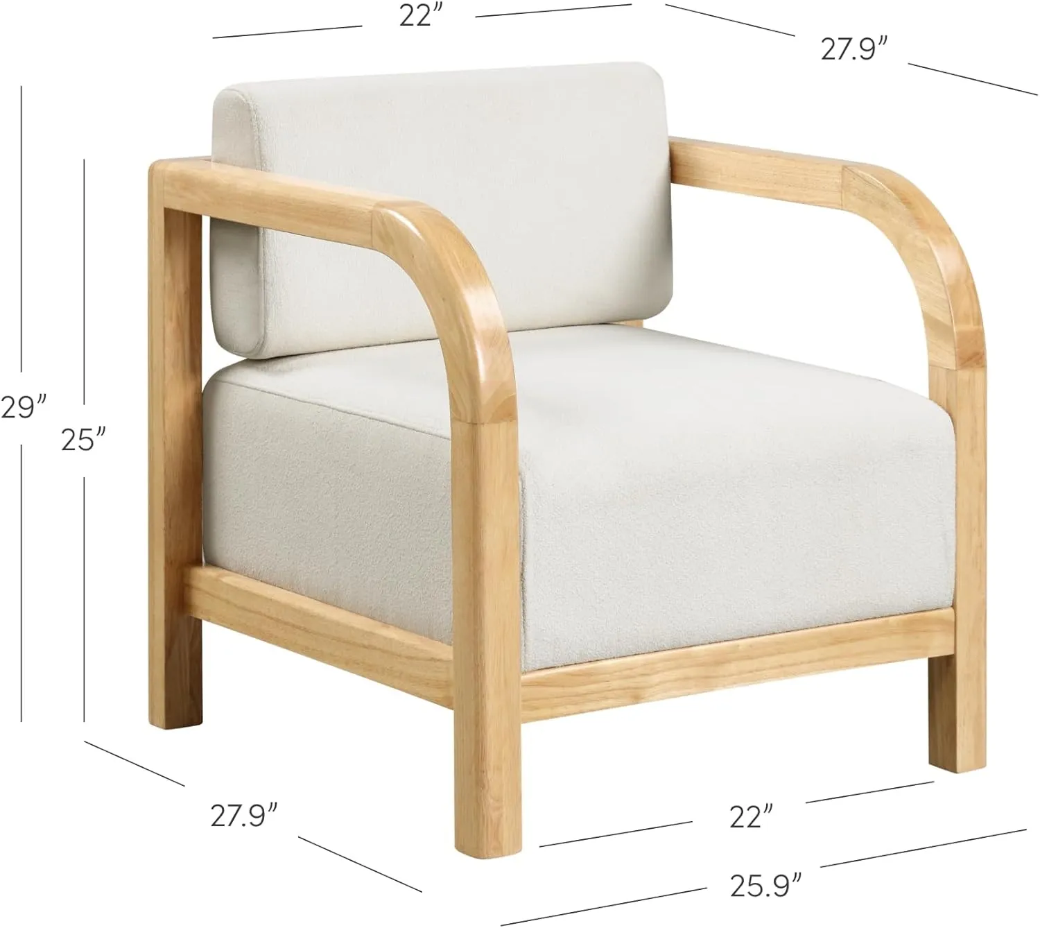 Nathan James Jayden Scandinavian Accent Chair, Linen Upholstered Bedroom Chair with Solid Wood Frame and Plush Cushioned Seat, Natural Brown
