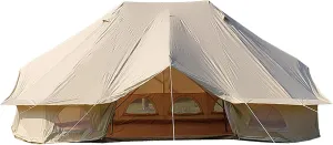 NIEH Outdoor Bell Tent 4-Season Luxury Large Yurt Tents 6 Meters 3 Doors Portable Glamping Bell Tent 8-12 Persons Cotton Canvas Tent with Hook for Family Camping Hiking Hello