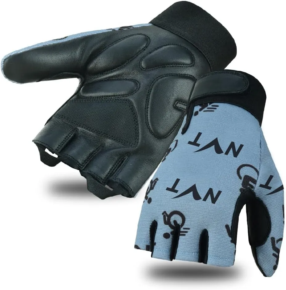 NVT Wheelchair Gloves 2023 Latest, Workout for Men Real Leather Palm Mobility Padded Breathable, Fingerless Bike with Anti-Slip Grip Lightweight Cycling Glove.