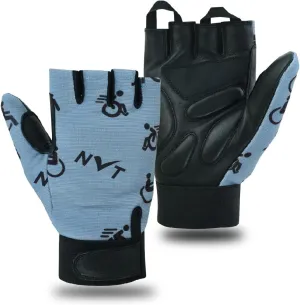 NVT Wheelchair Gloves 2023 Latest, Workout for Men Real Leather Palm Mobility Padded Breathable, Fingerless Bike with Anti-Slip Grip Lightweight Cycling Glove.