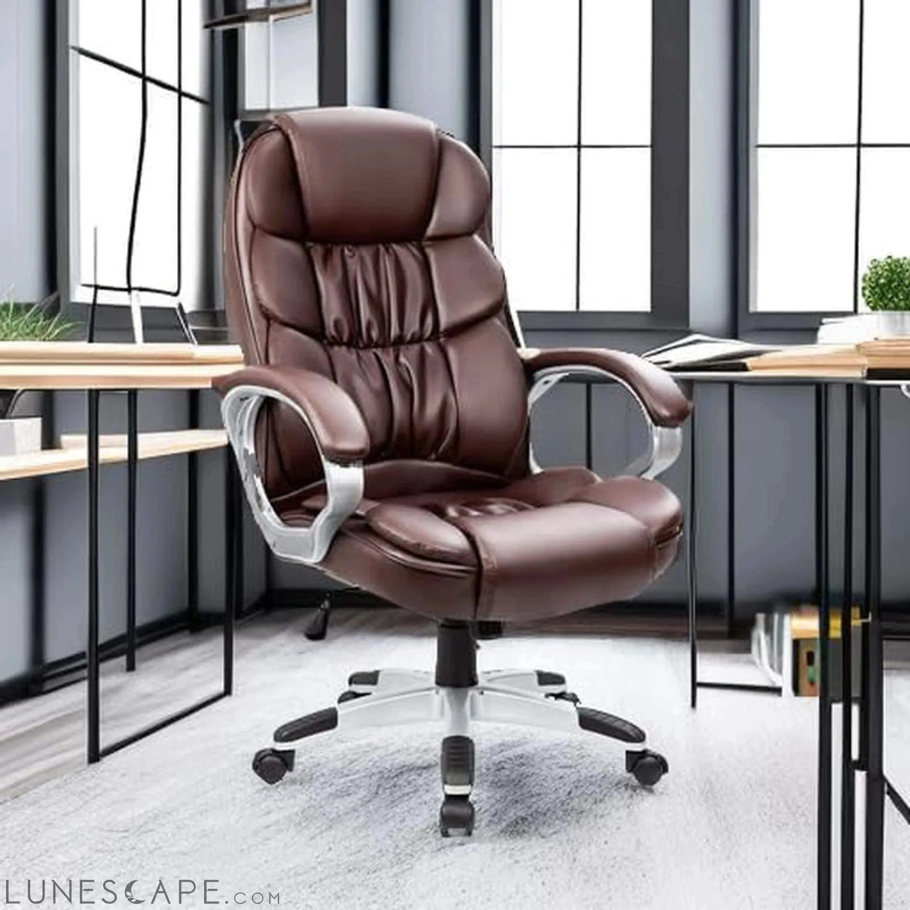 Office Chair High Back Computer Chair Ergonomic Desk Chair, PU Leather