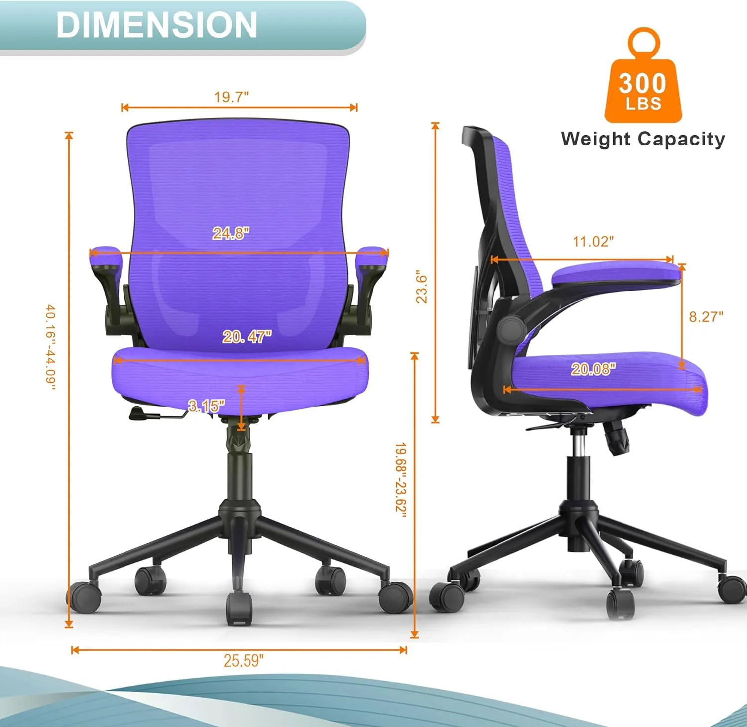 Office Chair, High Back Desk Chair Adjustable Height and Ergonomic Design Home Office Computer Chair Executive Lumbar Support Padded Flip-up Armrest Swivel Task Chair