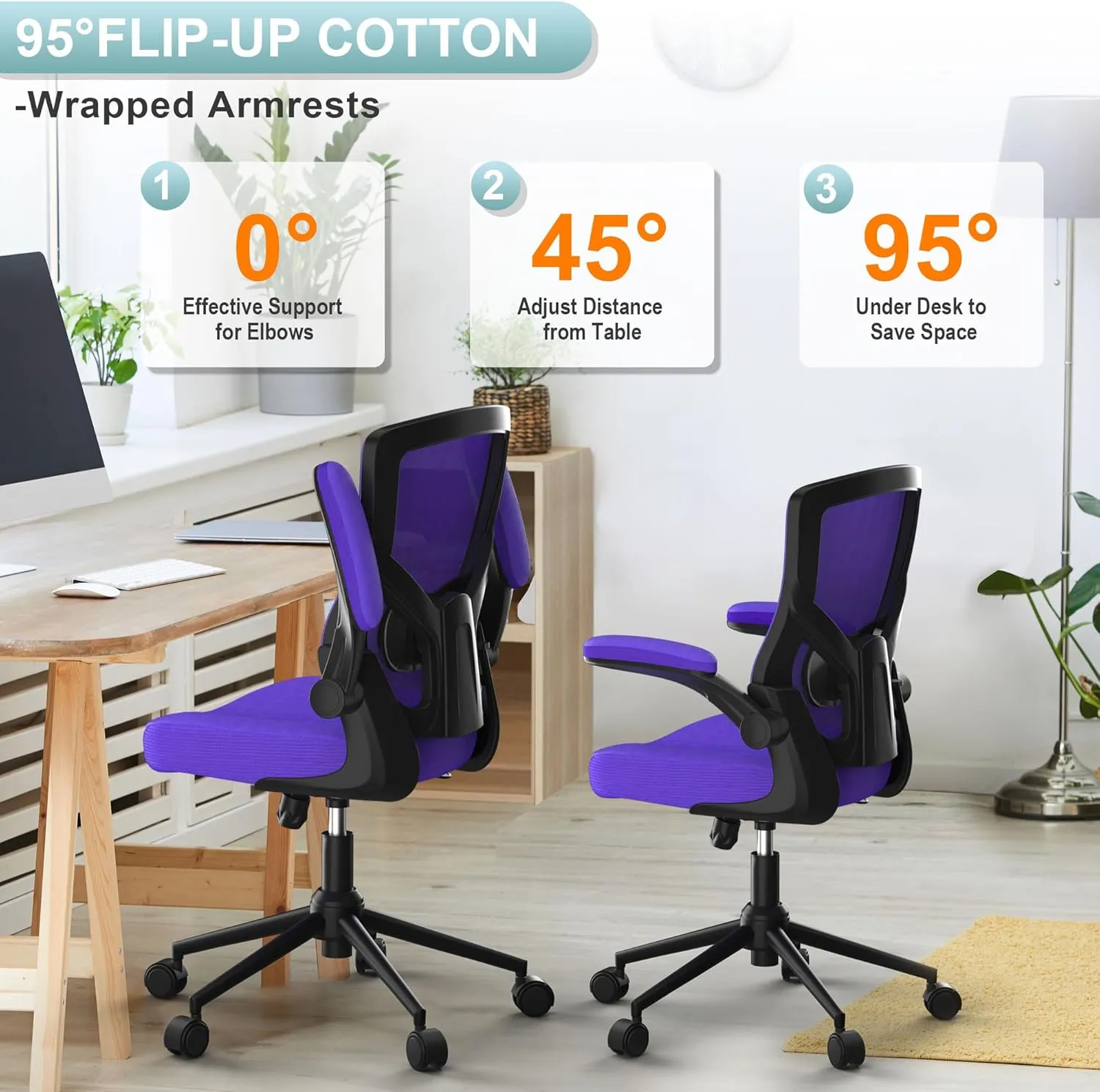 Office Chair, High Back Desk Chair Adjustable Height and Ergonomic Design Home Office Computer Chair Executive Lumbar Support Padded Flip-up Armrest Swivel Task Chair