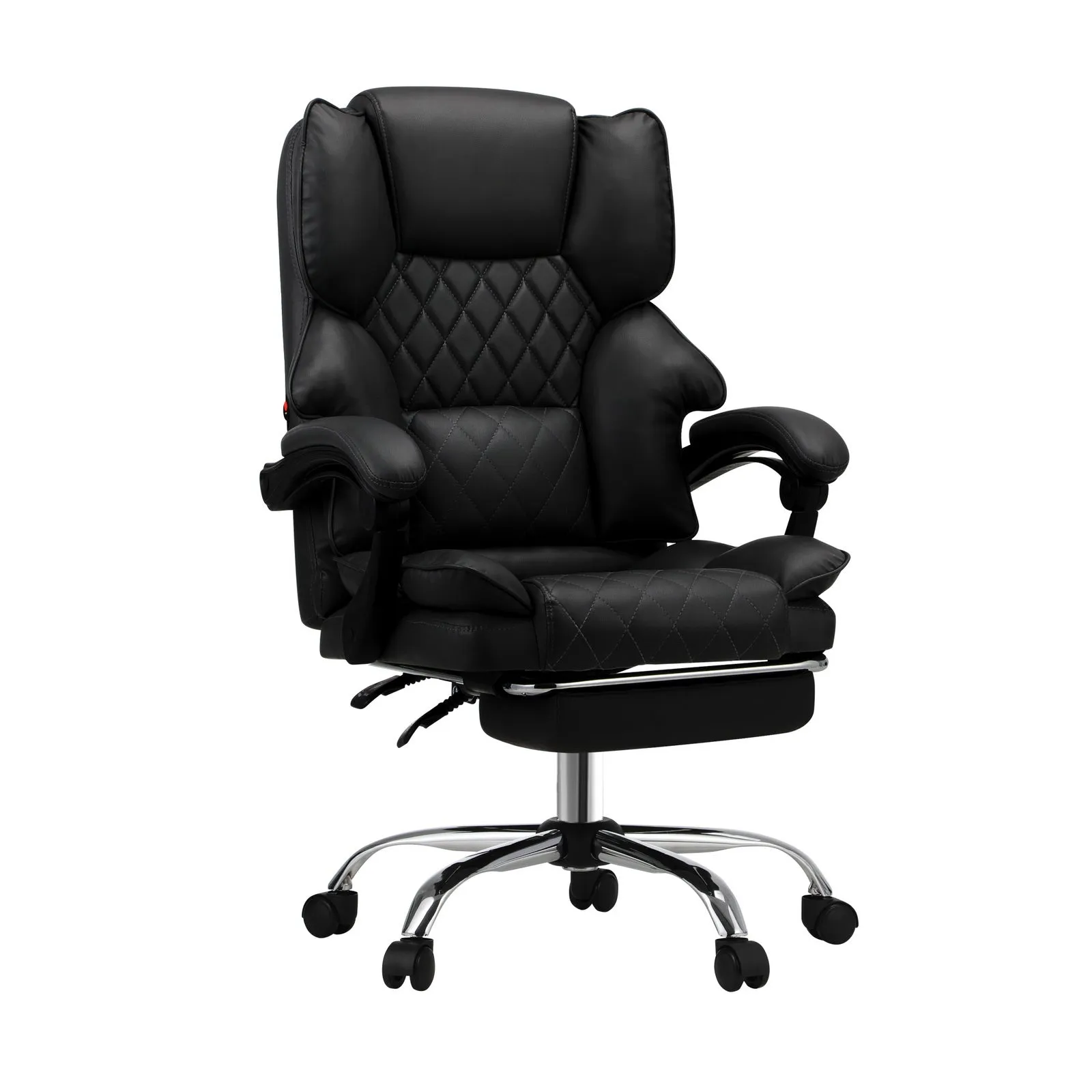Oikiture Massgae Office Chair Recliner Racing Computer Chairs PU Footrest Black