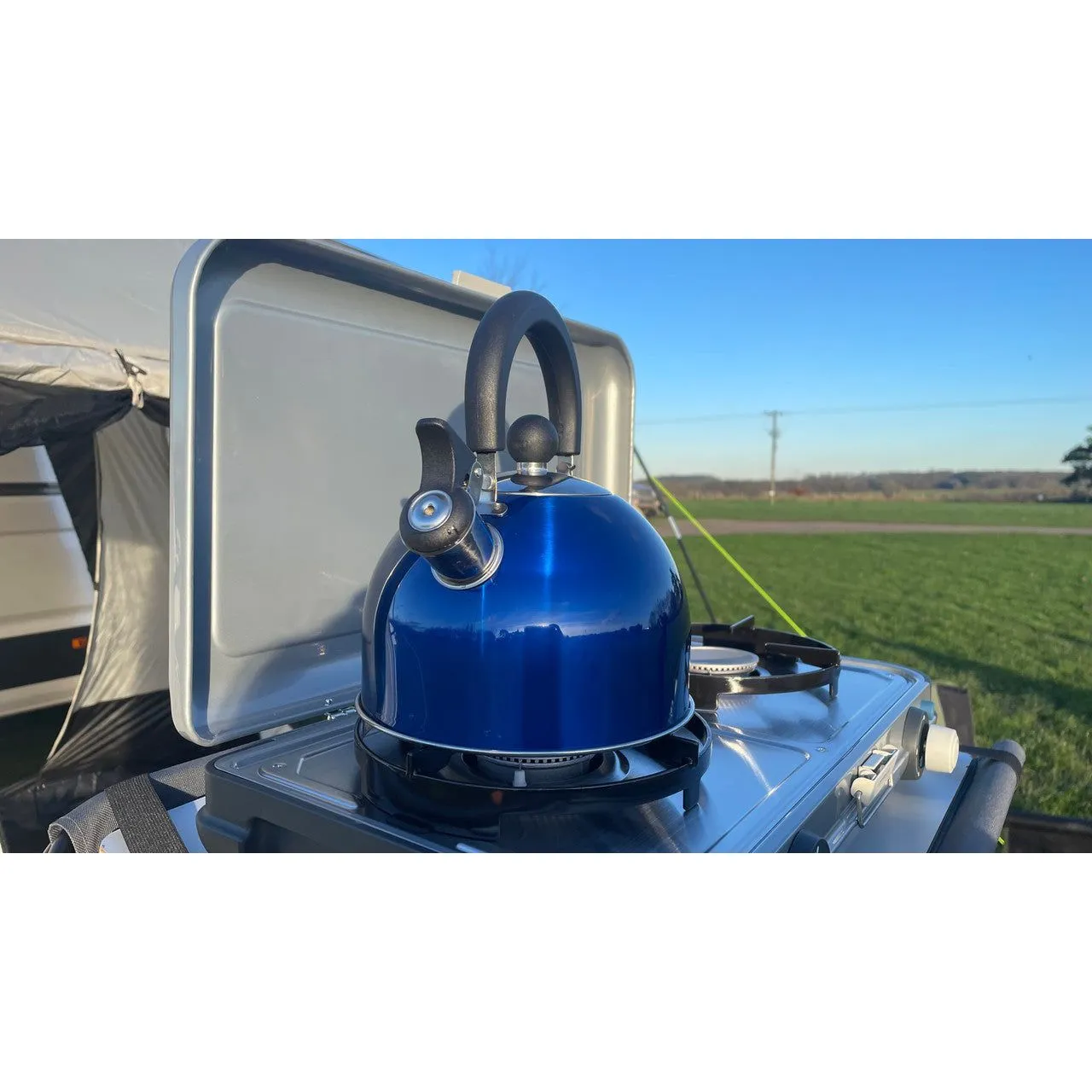 Olpro 2 Litre Stainless Steel Whistling Kettle Blue