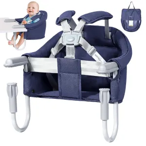Orzbow Hook-On High Chair for Babies 6-36 Months - Portable, Fits Tables 0.78 to 3.14inchs Thick, Collapsible Clip-On Counter High Chair with Carry Bag for Travel, Home and Restaurant, Blue