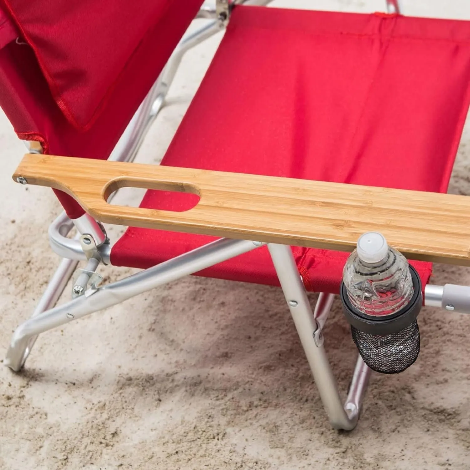 Ostrich Deluxe 3N1 Lightweight Lawn Beach Reclining Lounge Chair with Footrest, Outdoor Furniture for Patio, Balcony, Backyard, or Porch, Red