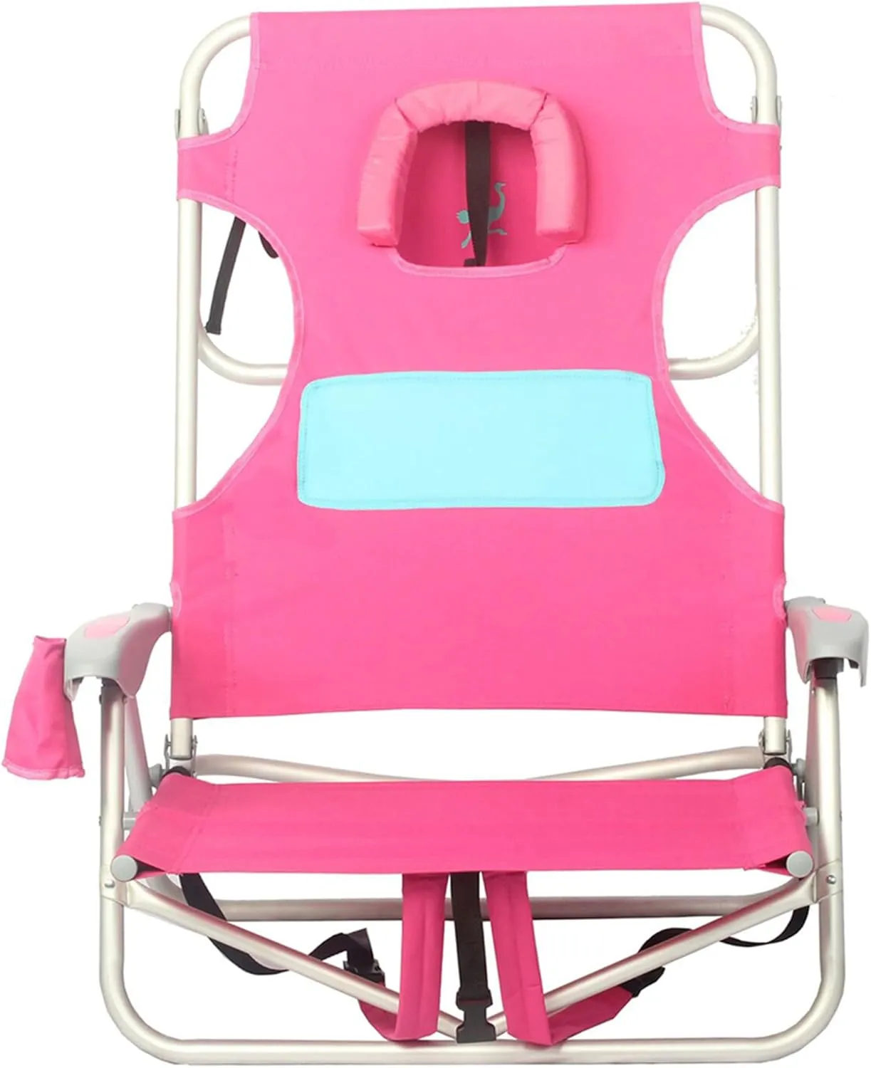 Ostrich Outdoor Beach Ladies Comfort On-Your-Back Adjustable & Portable Beach Chair with Backpack Straps and Cup Holder, Pink (2 Pack)