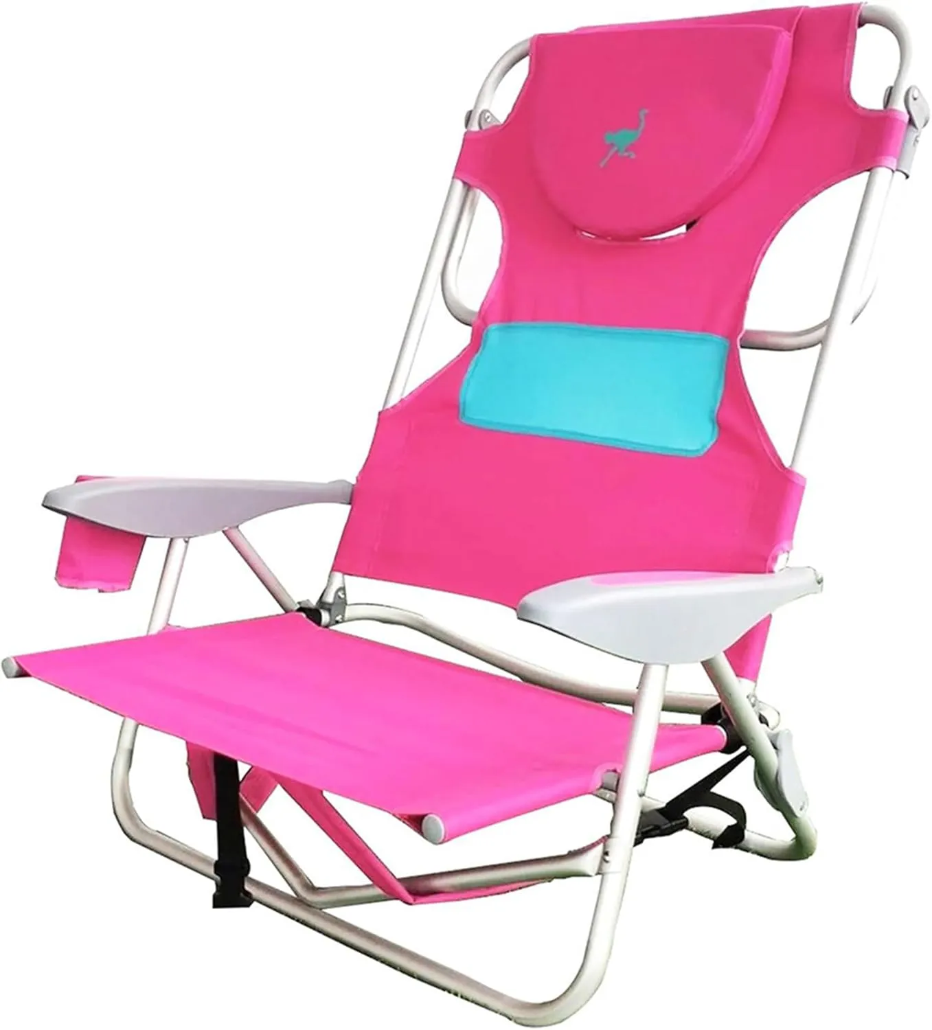 Ostrich Outdoor Beach Ladies Comfort On-Your-Back Adjustable & Portable Beach Chair with Backpack Straps and Cup Holder, Pink (2 Pack)
