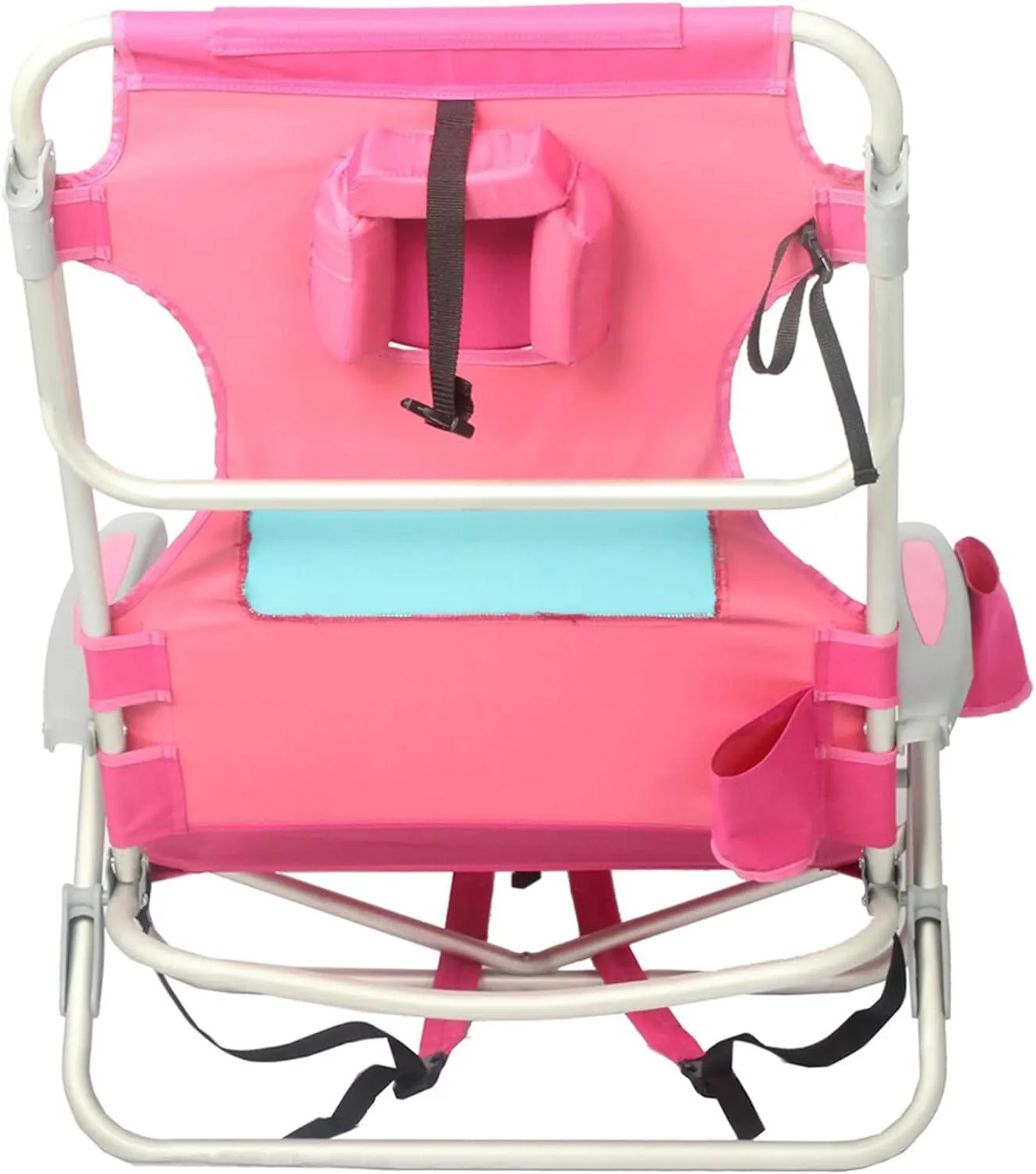 Ostrich Outdoor Beach Ladies Comfort On-Your-Back Adjustable & Portable Beach Chair with Backpack Straps and Cup Holder, Pink (2 Pack)