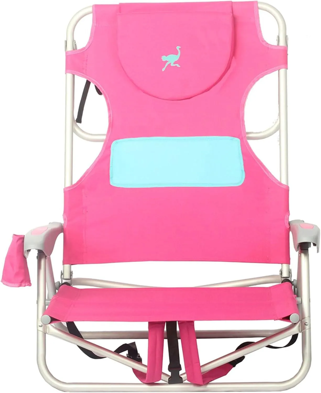 Ostrich Outdoor Beach Ladies Comfort On-Your-Back Adjustable & Portable Beach Chair with Backpack Straps and Cup Holder, Pink (2 Pack)