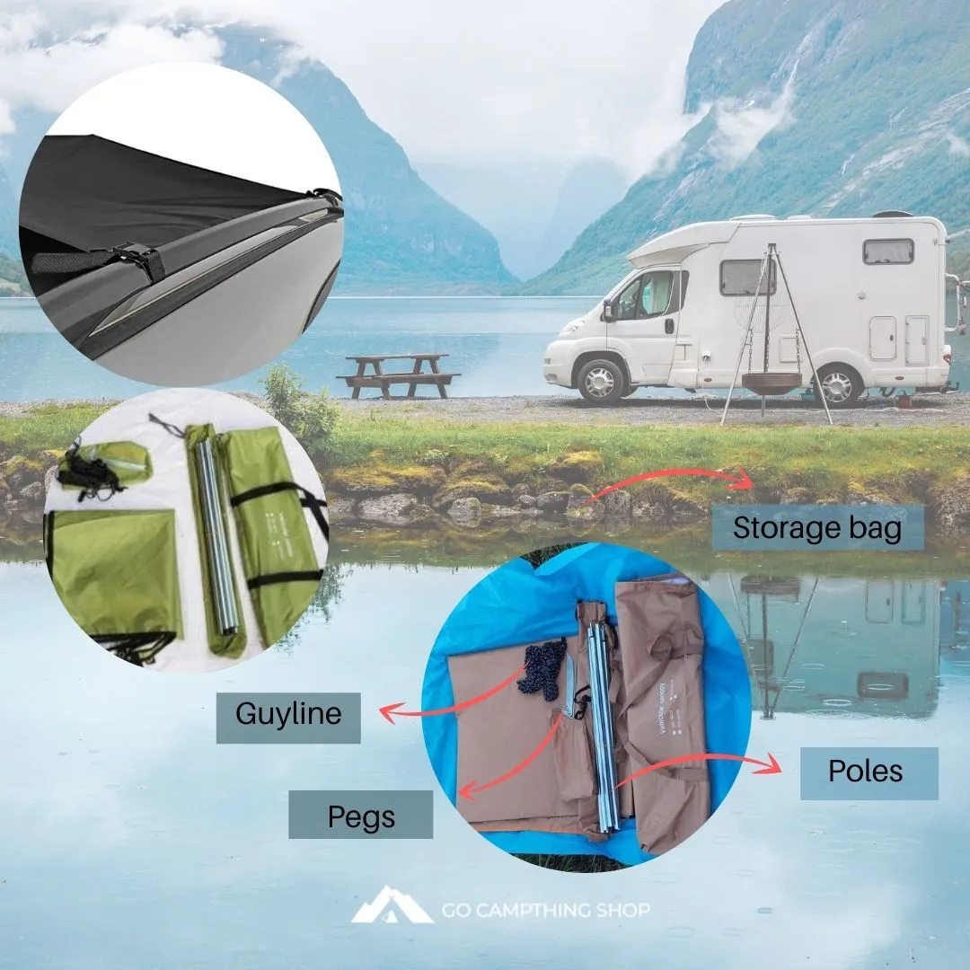 Outdoor Camping Car Side Tarp Sunshade Curtain Easy to set up Single Use 3-4 People Large 440x200cm Blue Color