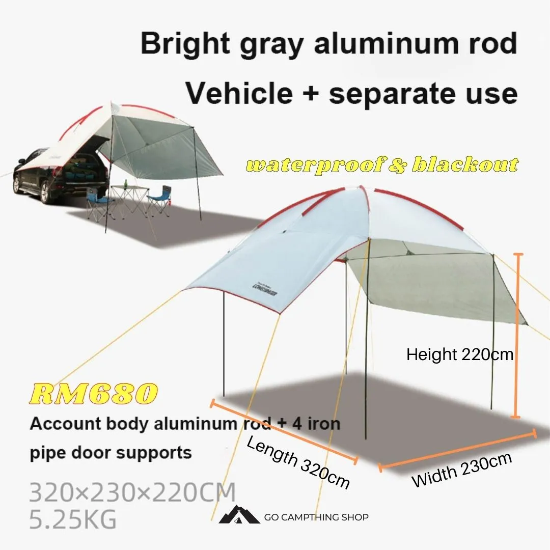 Outdoor Camping Car Side Tarp Tent Awning Sun Shade Waterproof Curtain UV Protection Navy Blue Color 320*230*220cm