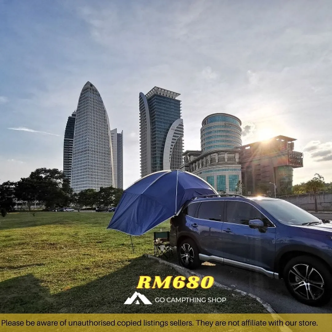 Outdoor Camping Car Side Tarp Tent Awning Sun Shade Waterproof Curtain UV Protection Navy Blue Color 320*230*220cm
