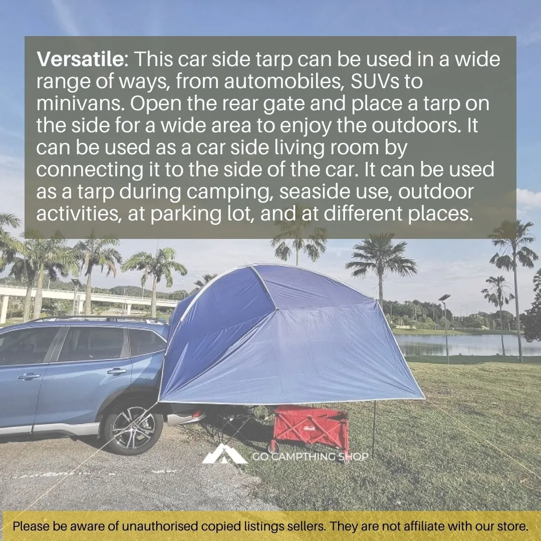 Outdoor Camping Car Side Tarp Tent Awning Sun Shade Waterproof Curtain UV Protection Navy Blue Color 320*230*220cm