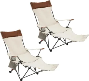 Outdoor Camping Chair, 2Pcs Outdoor Folding Lounge Chair with Adjustable Backrest, Portable Beach Recliner Chairs for Adults, Steel Frame Oxford Cloth, Load Capacity 264.55lbs,Used for Fishing, Picnic