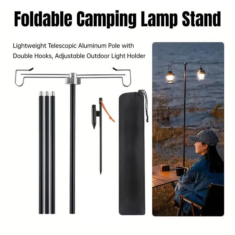 Outdoor Camping Light Stand Portable Camp Lighting Pole Adjustable Stand for Use
