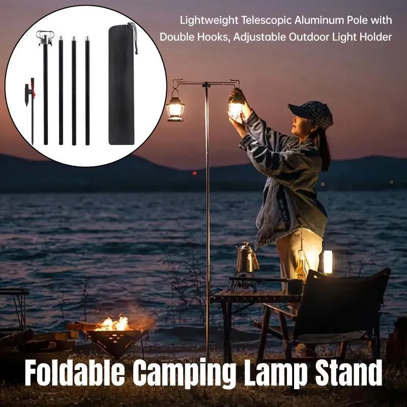 Outdoor Camping Light Stand Portable Camp Lighting Pole Adjustable Stand for Use