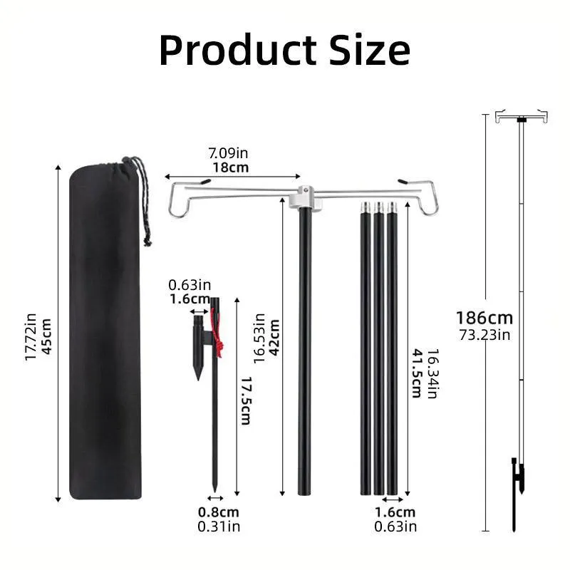Outdoor Camping Light Stand Portable Camp Lighting Pole Adjustable Stand for Use
