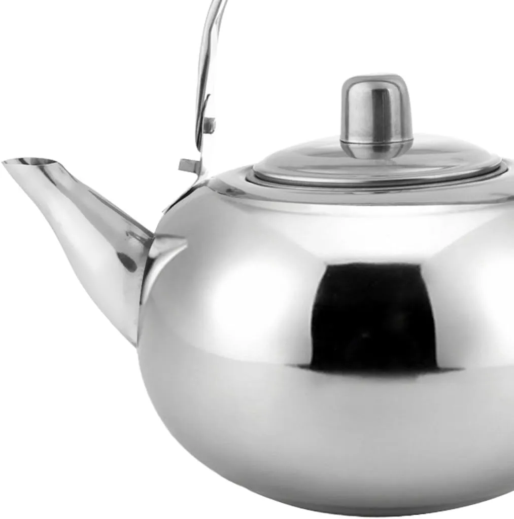 Outdoor Camping Stainless Steel Tea Kettle Coffee Pot(Silver,1L)
