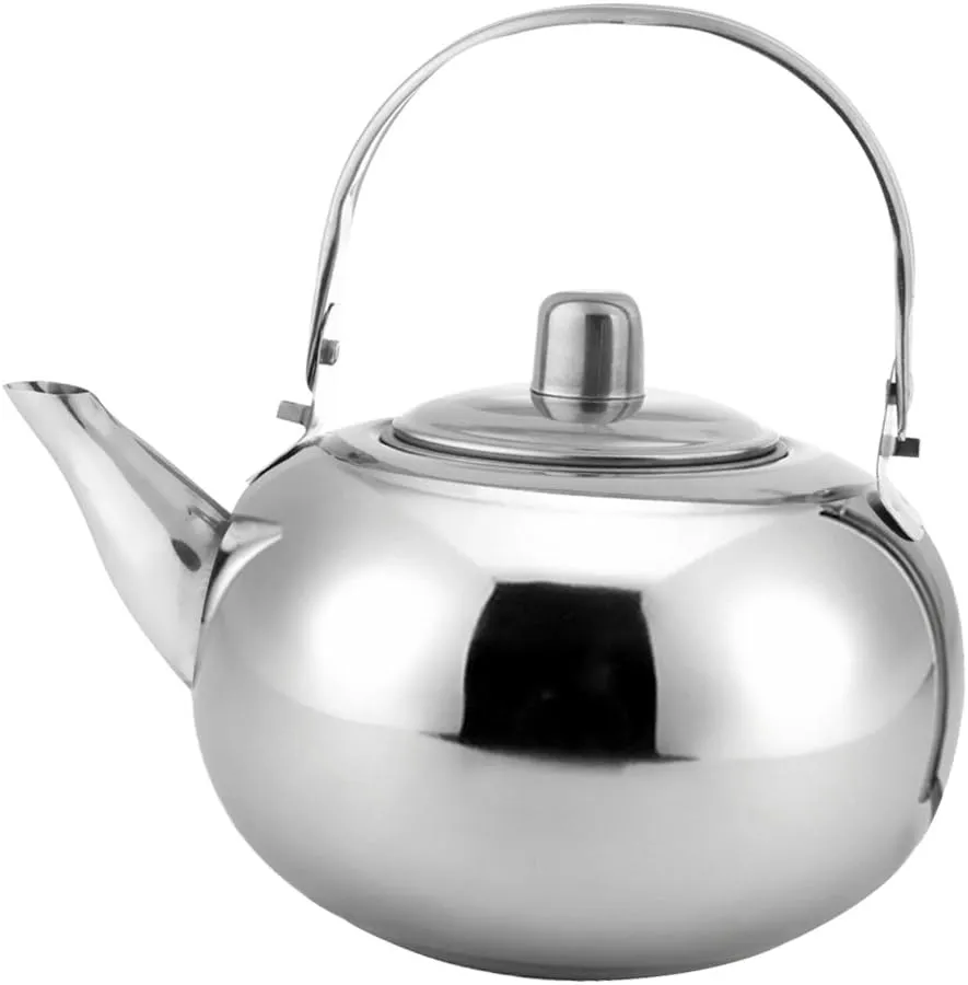 Outdoor Camping Stainless Steel Tea Kettle Coffee Pot(Silver,1L)