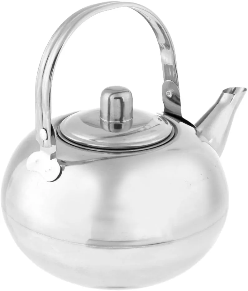 Outdoor Camping Stainless Steel Tea Kettle Coffee Pot(Silver,1L)