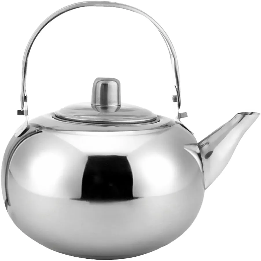 Outdoor Camping Stainless Steel Tea Kettle Coffee Pot(Silver,1L)