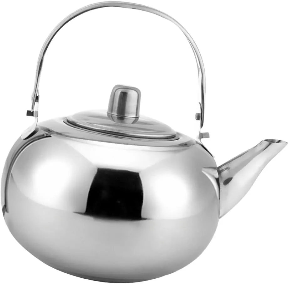 Outdoor Camping Stainless Steel Tea Kettle Coffee Pot(Silver,1L)