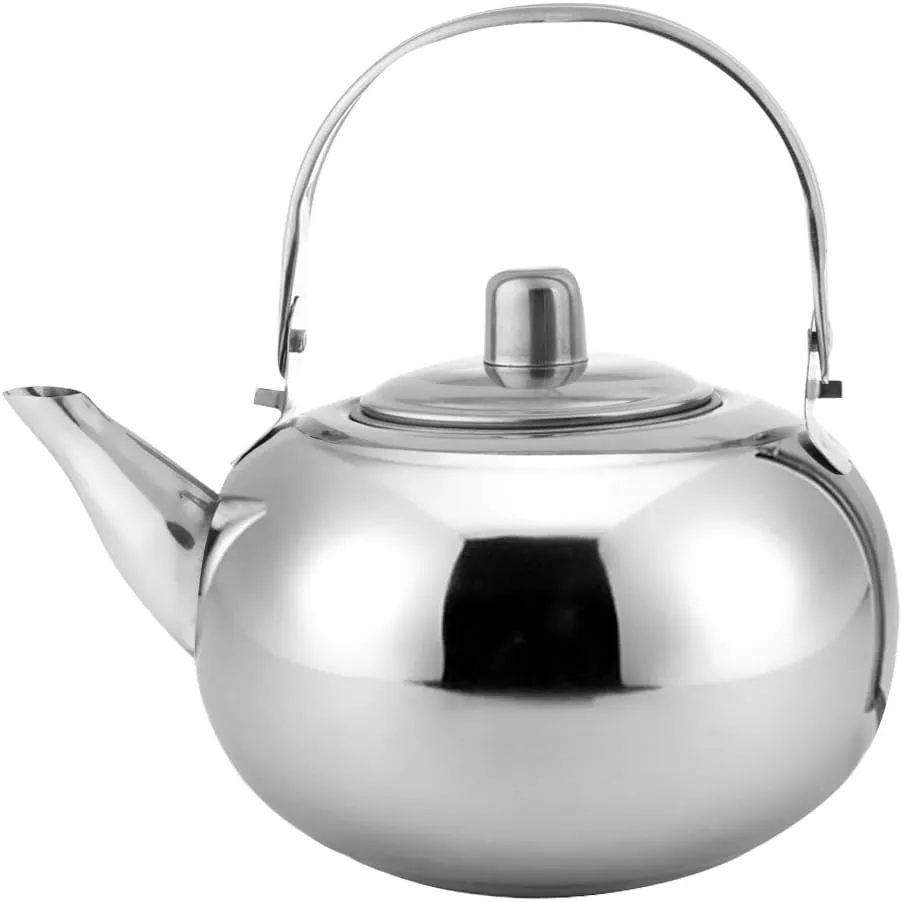 Outdoor Camping Stainless Steel Tea Kettle Coffee Pot(Silver,1L)