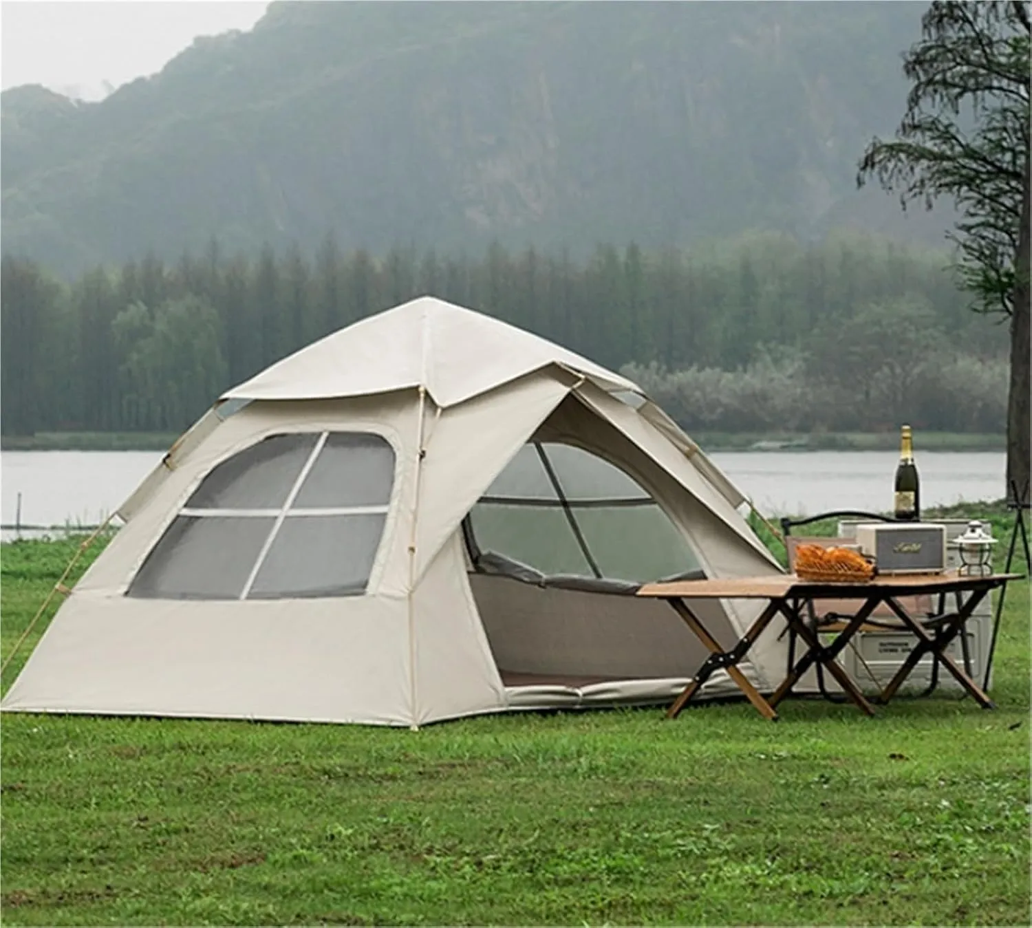 Outdoor Foldable Portable Automatic Thickened Rainproof Camping Tent