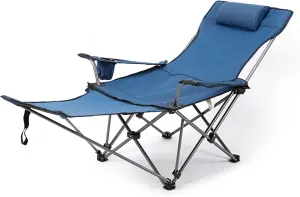 Outdoor Folding Chair Camping Chair Recliner Heavy Duty 600D Oxford Back Chair with Arm Rest Cup Holder and Storage Bag for Outside, Support 150kg