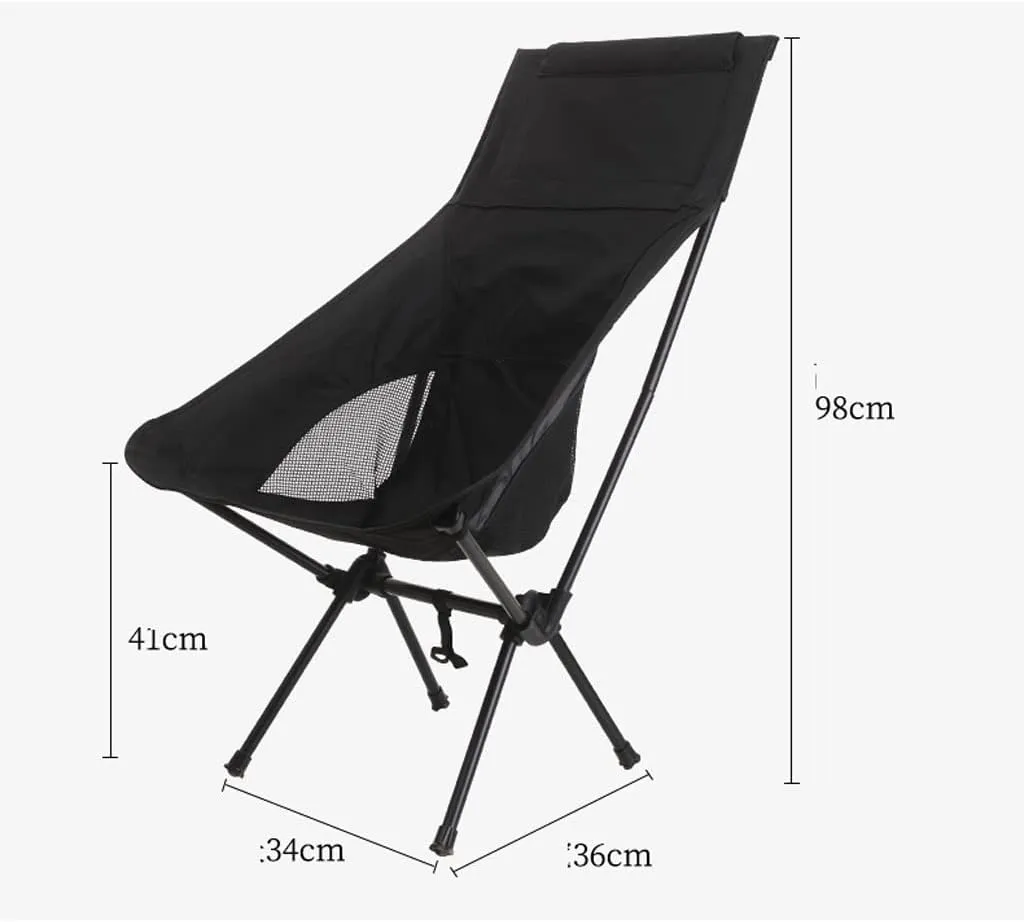 Outdoor Folding Chair Portable Camping Fishing Bench Picnic Leisure Recliner Camping Chair (Color : Navy Blue)