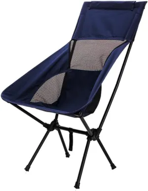 Outdoor Folding Chair Portable Camping Fishing Bench Picnic Leisure Recliner Camping Chair (Color : Navy Blue)