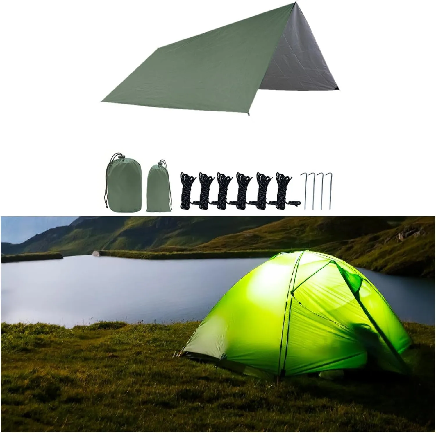 Outdoor Hammock Canopy for Camping and Travel, Green