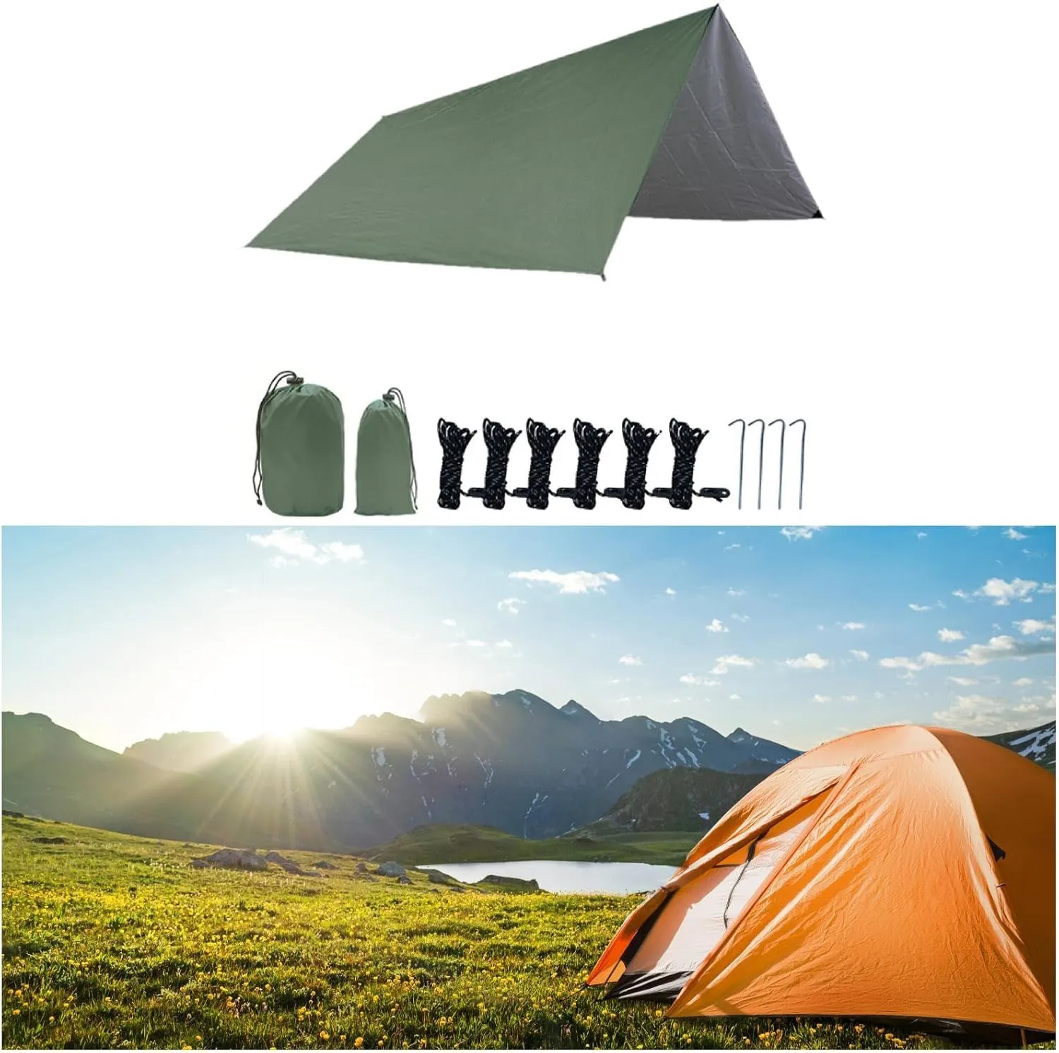 Outdoor Hammock Canopy for Camping and Travel, Green