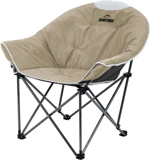 OUTDOOR LIVING SUNTIME Sofa Chair, Oversize Padded Moon Leisure Portable Stable Comfortable Folding Chair for Camping, Hiking, Carry Bag