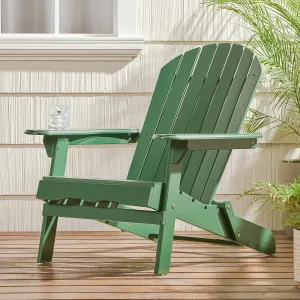 Outdoor Patio Lawn Chair, Weather Resistant Lawn Furniture, Wooden Adirondack Chair, Classic Lounge for Deck, Garden, Backyard, Fire Pit, Patio Chairs Foldable (Dark Green)