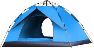 Outdoor Pop Up Tent Water-Resistant Portable Camping Tent for 1-2/3-4 People Family Tent (Blue for 3)