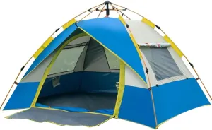 Outdoor Pop Up Tent Water-Resistant Portable Instant Automatic Camping Tent Compatible with 2-3/3-4 Person Family Tent Camping Hiking (Blue for 3 4)