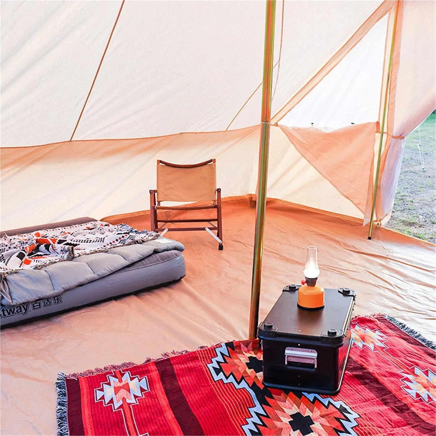 Outdoor Tent Double Door Family Camping Rainproof Pointed Top Tent