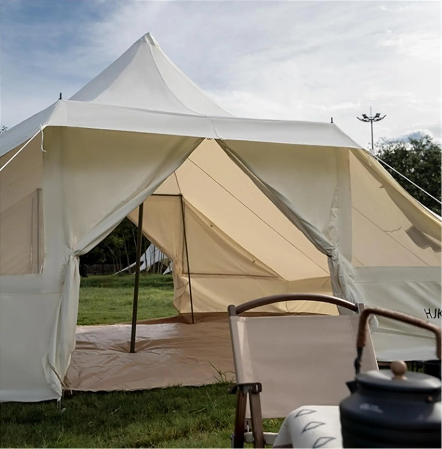 Outdoor Tent Double Door Family Camping Rainproof Pointed Top Tent