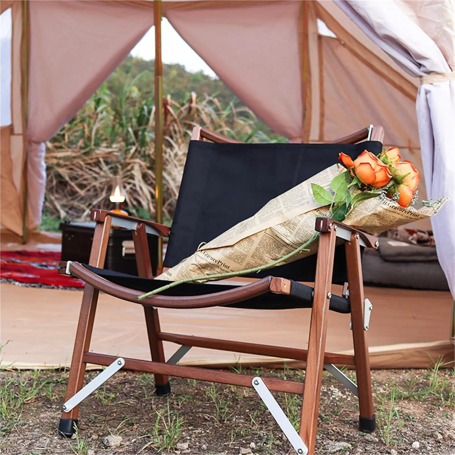 Outdoor Tent Double Door Family Camping Rainproof Pointed Top Tent