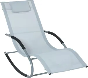 Outsunny Zero Gravity Rocking Chair Outdoor Chaise Lounge Chair Recliner Rocker with Detachable Pillow and Weather-Fighting Fabric for Patio, Deck, Pool, Gray