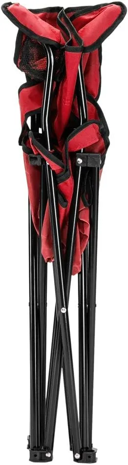 Outvita Folding Camping Chair, Portable Durable Armrest Chair with Cup Holder & Carry Bag for Outdoor Picnic Fishing, Weight Capacity 230 LBS (Red)