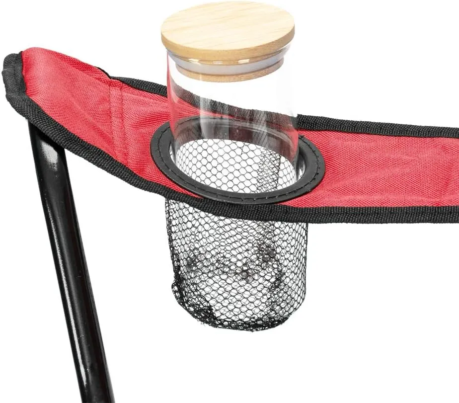 Outvita Folding Camping Chair, Portable Durable Armrest Chair with Cup Holder & Carry Bag for Outdoor Picnic Fishing, Weight Capacity 230 LBS (Red)
