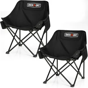 Overmont Pre-Assembled Portable Folding Camping Chair - Lightweight Camp Chair with Side Pocket, Foldable Chair for Outdoor Hiking Beach Travel with Carrying Bag, Supports up to 300LBs 2 pcs