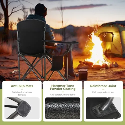 Oversized Camping Folding Chair,Heavy Duty Support 450 LBS Steel Frame Collapsible